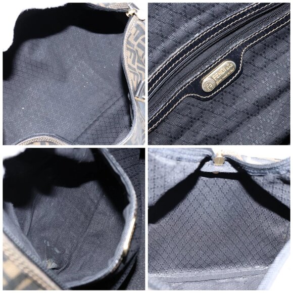 FENDI Zucca Canvas Boston Bag PVC Black Brown Auth 145332 - Picture 15 of 16